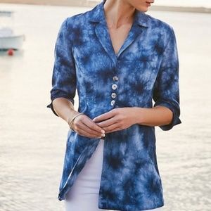 Soft Surroundings Linen Eza Tie Dye Lagenlook Top